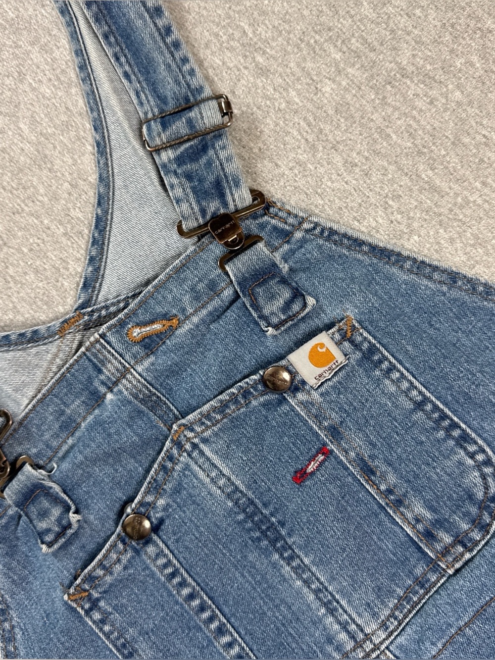 Vintage Carhartt Medium Wash Denim Shortalls Size M - Picture 2 of 5